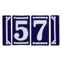 Best for Boots huisnummer 57 - met sierrand - Oudhollands - emaille - blauw/wit