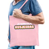 Gay Pride tas voor heren - kusjesdag - licht roze - katoen - 42 x 38 cm - regenboog - LHBTI