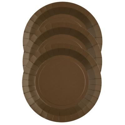 Santex Bordjes karton - 20x - rond - bruin - 22 cm - feestbordjes