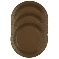 Santex Bordjes karton - 20x - rond - bruin - 22 cm - feestbordjes