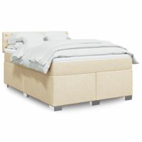 Boxspring met matras stof crèmekleurig 140x190 cm