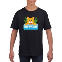 T-shirt zwart voor kinderen met Kitty Cat