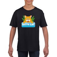 T-shirt zwart voor kinderen met Kitty Cat - thumbnail