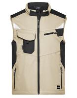 James & Nicholson JN845 Workwear Softshell Vest -STRONG- - Stone/Black - XL