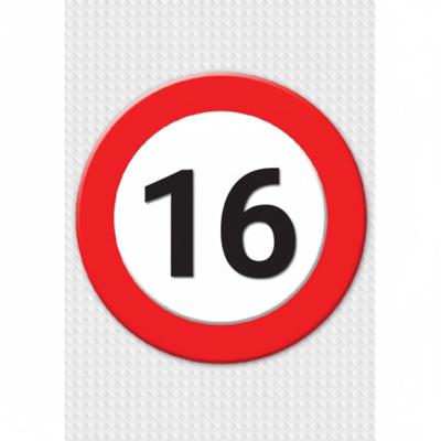 Verjaardag deurposter - 16 jaar - stopbord - 59 x 84 cm - leeftijd feestartikelen Verjaardag deurposter - 16 jaar - stopbord - 59 x 84 cm - leeftijd feestartikelen