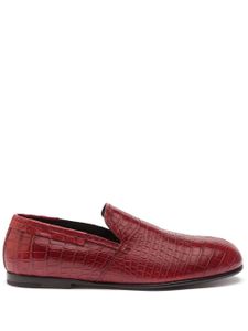 Dolce & Gabbana mocassins en cuir à effet peau de crocodile - Rouge