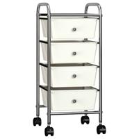 VidaXL Opbergtrolley met 4 lades mobiel kunststof wit VidaXL Opbergtrolley met 4 lades mobiel kunststof wit