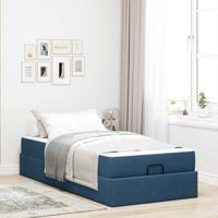 Bedframe met matras Blauw 90 x 200 cm Stof