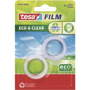 tesa Klebefilm Eco & Clear 57049-00000-13 tesafilm Eco & Clear Transparant (l x b) 10 m x 19 mm 2 stuk(s)