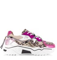 DWRS LABEL Jupiter leopard Fuchsia / Sand Roze Leer Lage sneakers Dames