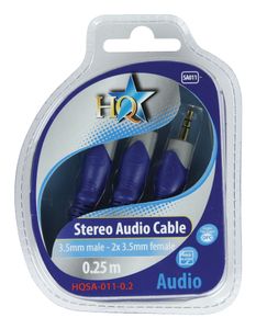 HQ SA-011-0.2 audio kabel 0,25 m 3.5mm 2 x 3.5mm Blauw, Grijs