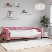 Slaapbank met matras 90x200 cm fluweel roze