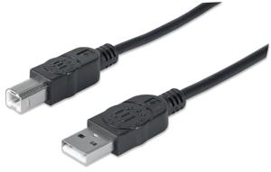 Manhattan USB-kabel USB 2.0 USB-A stekker, USB-B stekker 1.00 m Zwart 306218