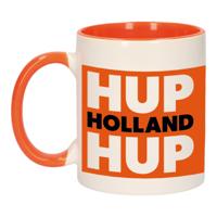 Hup Holland hup koffie beker / mok - oranje en wit - 300 ml - oranje supporters - cadeau