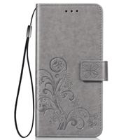 Vier blad clasp reliëf Buckle mobiele telefoon bescherming lederen draagtas met Lanyard & Card slot & portemonnee & beugel functie voor vivo Y3 (grij