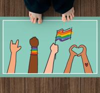 Moderne vinyl tapijt Gay pride-krabbelstijl
