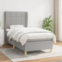 Boxspring met matras stof lichtgrijs 90x190 cm