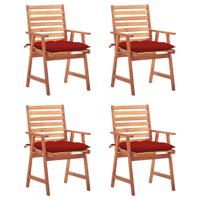 Tuinstoelen 4 st met kussens massief acaciahout