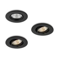 LED-inbouwspot set 3 stuks Fioli zwart 3W dimbaar