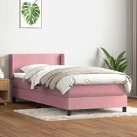 Boxspring met matras fluweel roze 90x210 cm