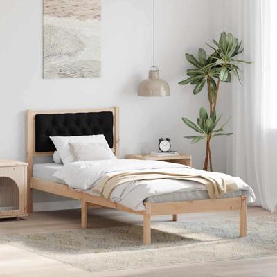 Bedframe met hoofdeinde Zwart 75 x 190 cm Stof Bedframe met hoofdeinde Zwart 75 x 190 cm Stof
