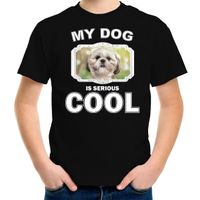 Shih tzu honden t-shirt my dog is serious cool zwart voor kinderen - thumbnail