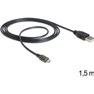 DeLOCK USB 2.0-A - USB micro-B, 1.5m USB-kabel 1,5 m USB A Micro-USB B Zwart