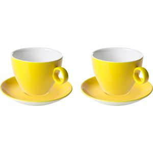 Maastricht Porselein Cappuccinokop en schotel Bart Colour Cafe 23 cl 15 cm Geel Porselein 2 stuks