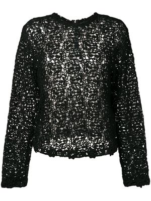 Comme Des Garçons Pre-Owned crochet long sleeved blouse - Noir
