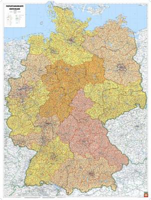 Wandkaart Duitsland met postcodes | 97 x 129 cm | Freytag & Berndt