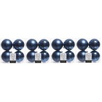 16x Kunststof kerstballen glanzend/mat donkerblauw 10 cm kerstboom versiering/decoratie   -