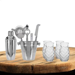 Excellent Houseware cocktails maken set 6-delig met 4x Pina Colada glazen