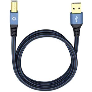 Oehlbach USB Plus B USB 2.0 [1x USB-A 2.0 stekker - 1x USB-B 2.0 stekker] 7.50 m Blauw Vergulde steekcontacten