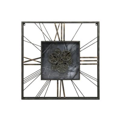 Muurklok Home ESPRIT Zwart Gouden Metaal Kristal 80 x 8 x 80 cm