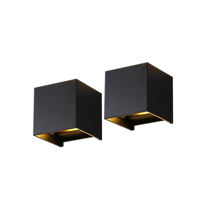 Set 2x Qube Dimbaar Schuttinglamp LED 6Watt ZWART 230Volt IP65