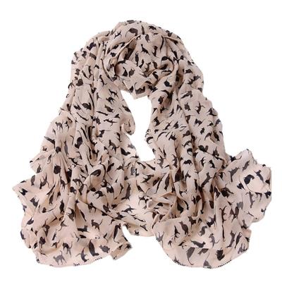 Dames katten afgedrukt chiffon sjaal lengte: 150cm x 60cm (roze)