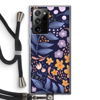 Flowers with blue leaves: Samsung Galaxy Note 20 Ultra / Note 20 Ultra 5G Transparant Hoesje met koord
