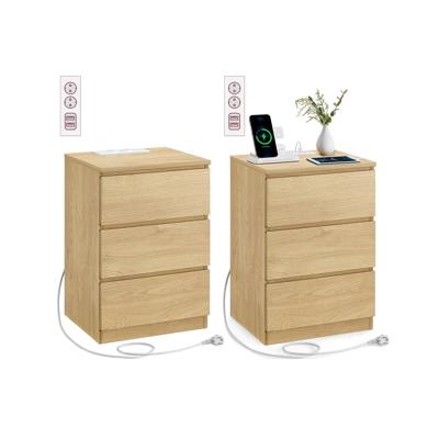 Bijzettafel 3 lades modern ebbenhout, strogeel / 2