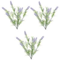 7x stuks groene/lilapaarse Lavandula/lavendel kunstplanten 44 cm bosjes