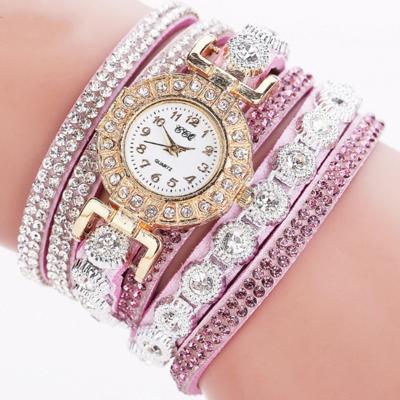 2 PC'S kleine Dial Diamond-plated kronkelende armband quartz horloge (paars)