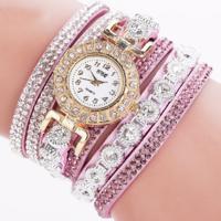 2 PC'S kleine Dial Diamond-plated kronkelende armband quartz horloge (paars)