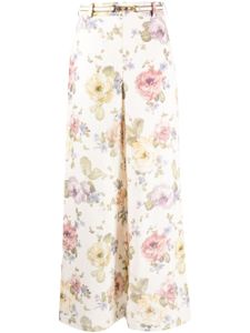 ZIMMERMANN pantalon en lin fleuri à coupe ample - Multicolore