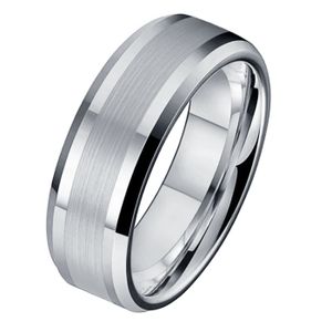 Wolfraam heren ring Geborstelde streep 8mm-19mm
