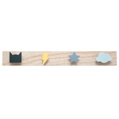 Kapstok kinderkamer - vormen - 4 haken - MDF - 55 x 7 cm