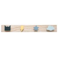 Kapstok kinderkamer - vormen - 4 haken - MDF - 55 x 7 cm