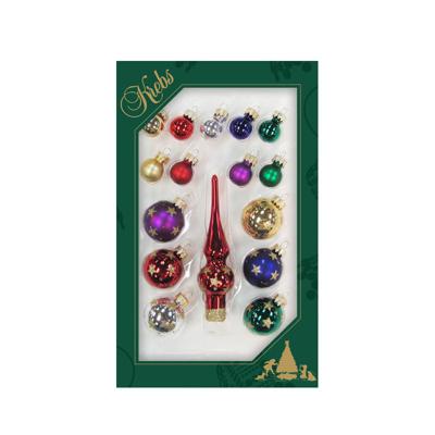 Mini kerstballen en piek set - 16-dlg - gekleurd - glas - voor mini kerstboom - kerstversiering Mini kerstballen en piek set - 16-dlg - gekleurd - glas - voor mini kerstboom - kerstversiering