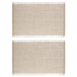 Secret de Gourmet Jute tafel placemat - Set van 4x stuks - beige - 45 x 30 cm - Onderleggers - met r