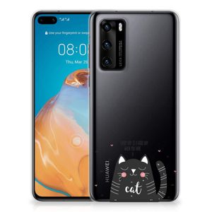 Huawei P40 Telefoonhoesje met Naam Cat Good Day