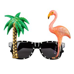 Toppers in concert - Carnaval/verkleed party bril Palmtree/flamingo - Tropisch/beach/hawaii thema - plastic - volwassenen