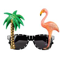 Toppers in concert - Carnaval/verkleed party bril Palmtree/flamingo - Tropisch/beach/hawaii thema - plastic - volwassenen - thumbnail